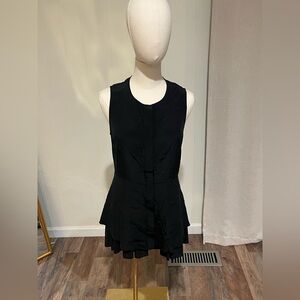 Derek Lam 10 Crosby Silk High Neck Sleeveless Ruffle Hem Chic Quiet Luxury Top